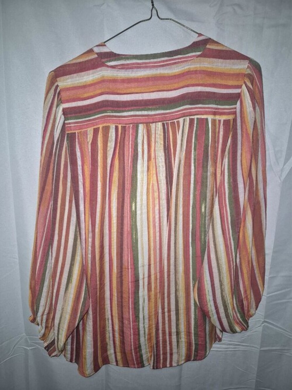 Zac & Rachel Striped Blouse Top Womens Medium M Pink Orange Boho - Picture 5 of 5